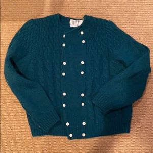 Vintage shetland wool sweater cardigan cable